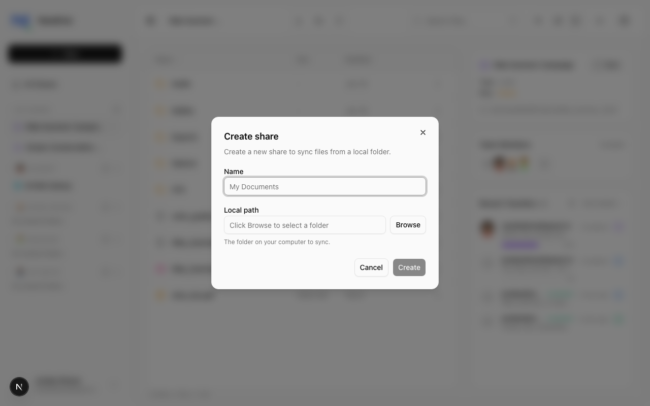 Create Share Dialog