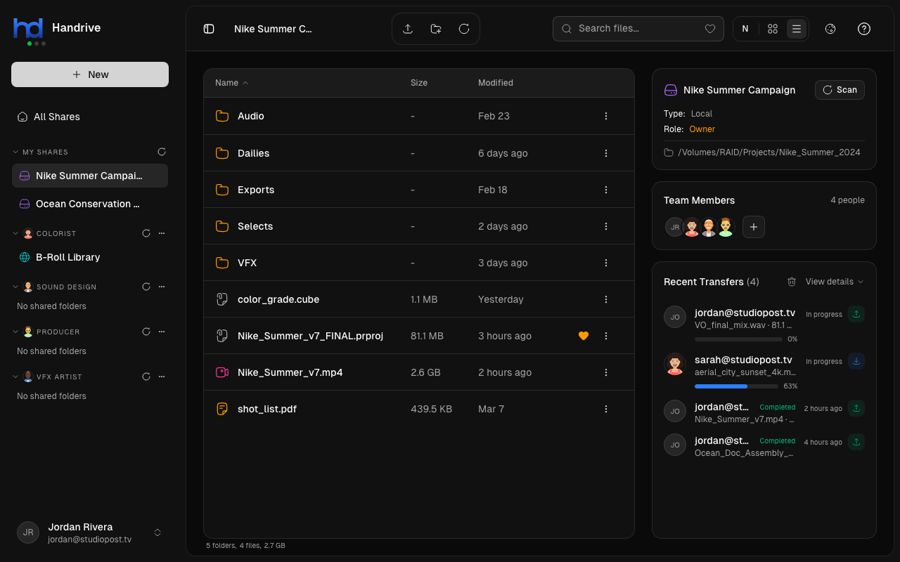 Handrive file browser interface